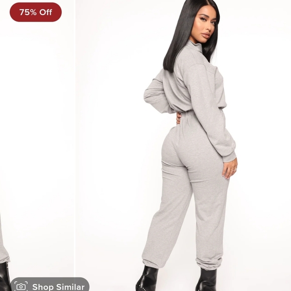 FASHIONNOVA, JUMPSUIT CHICAGO HEATHER GREY - Picture 6 of 6